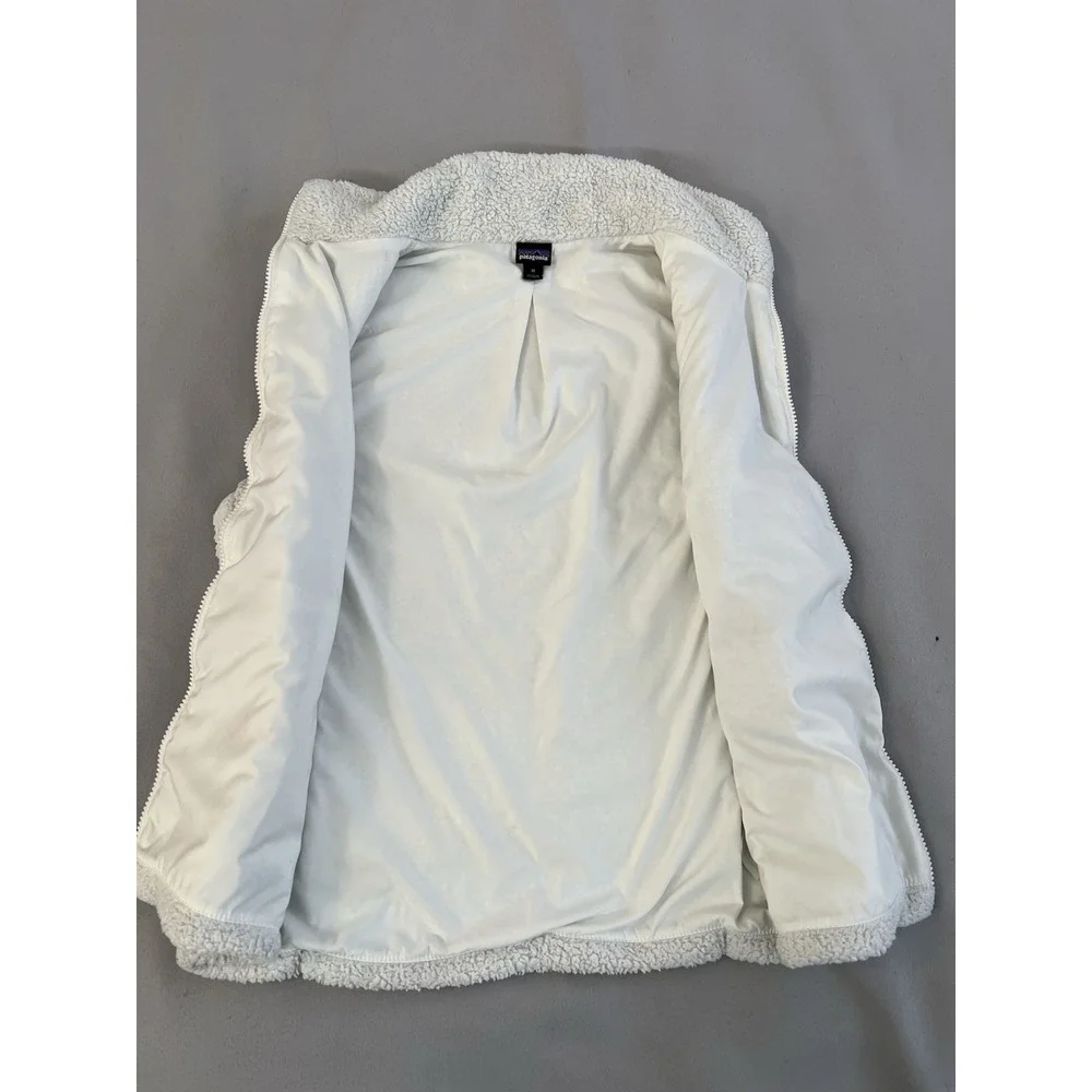 Patagonia Vest Womens Medium White‎ Fleece Sherpa Full Zip Lined Pockets Cozy